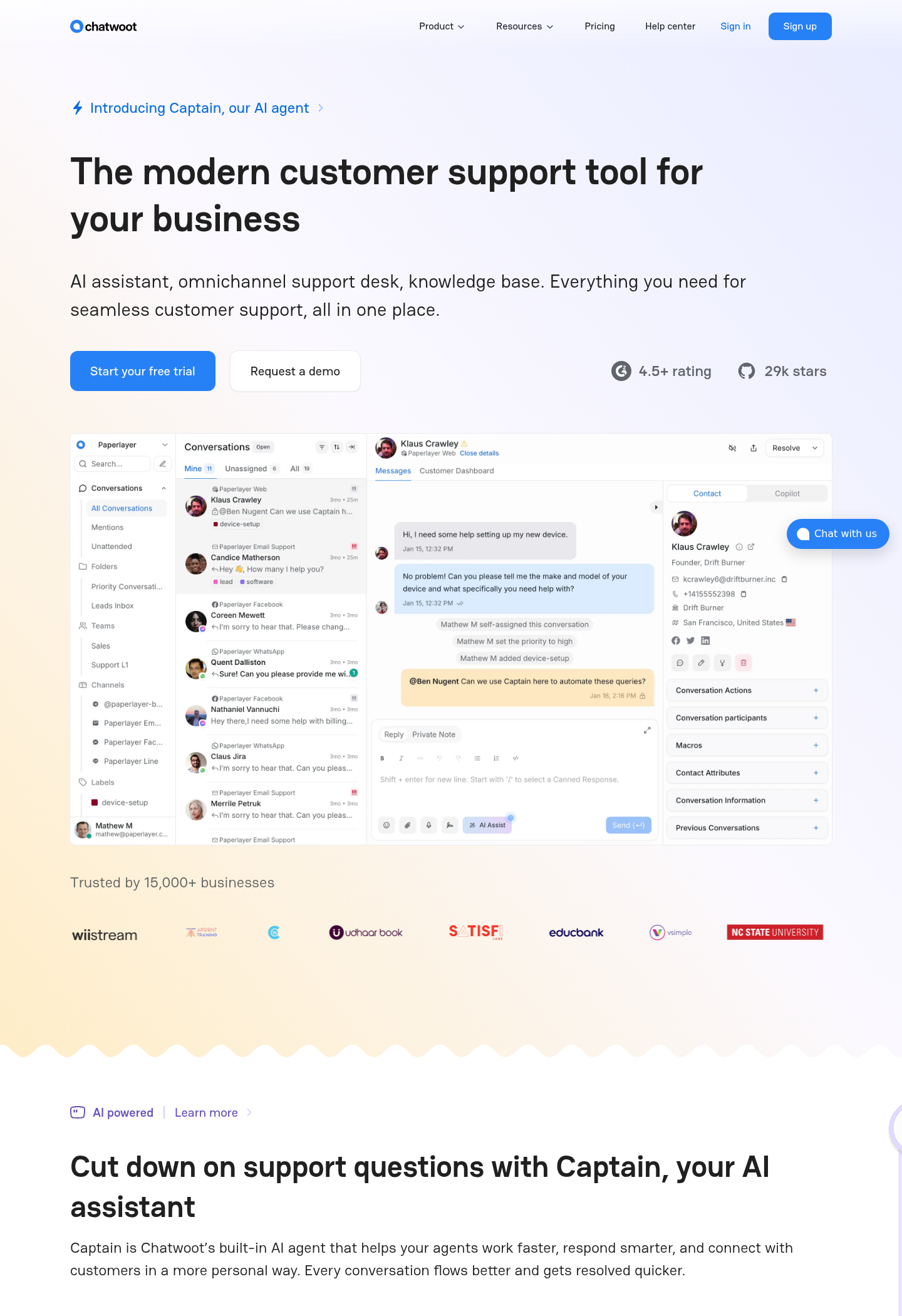 Interface Chatwoot