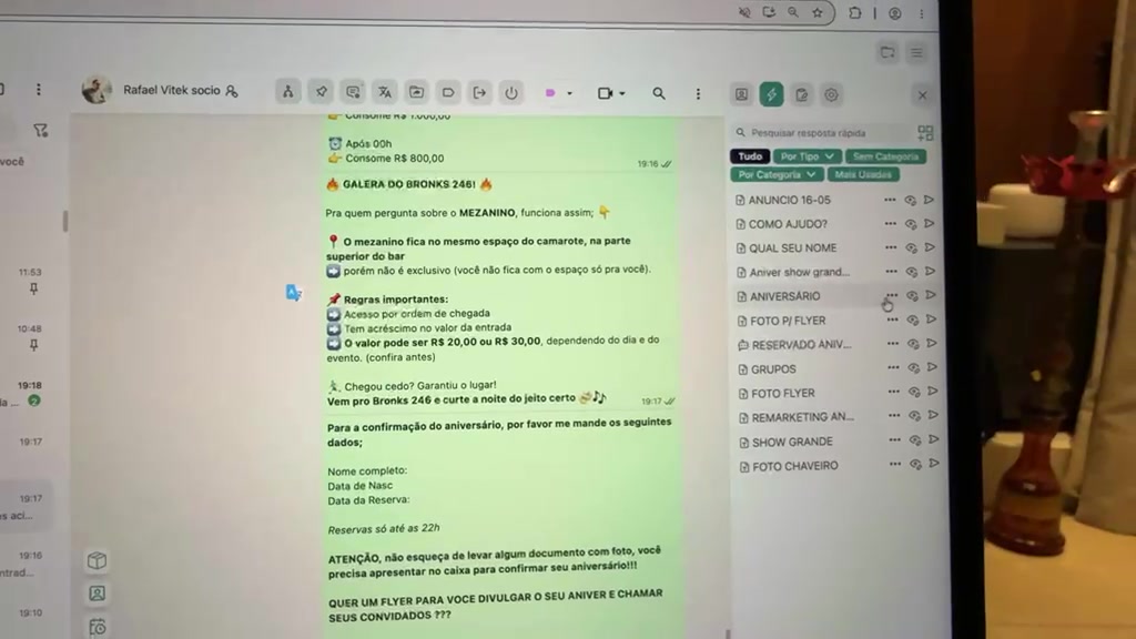 Interface WaSeller no WhatsApp Web